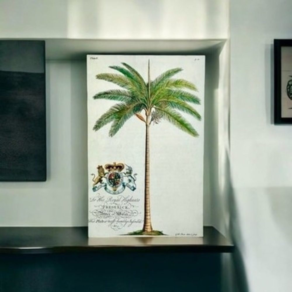 King Palm Tree Botanical Art Print G.D.Ehret Framed Royal Crest Wall Decor 12x19